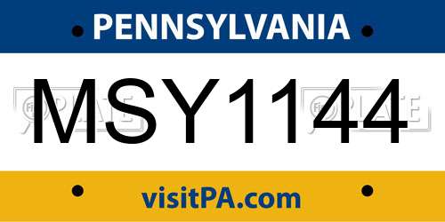 MSY1144 Pennsylvania License Plate