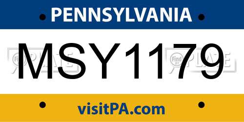 MSY1179 Pennsylvania License Plate