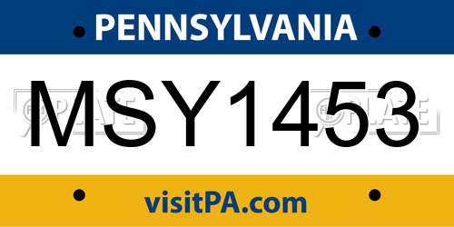 MSY1453 Pennsylvania License Plate