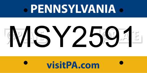 MSY2591 Pennsylvania License Plate