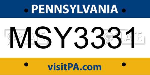 MSY3331 Pennsylvania License Plate