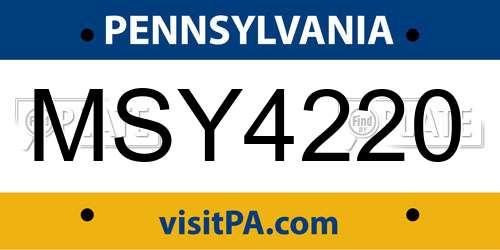 MSY4220 Pennsylvania License Plate