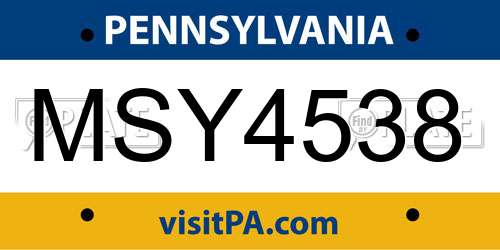 MSY4538 Pennsylvania License Plate