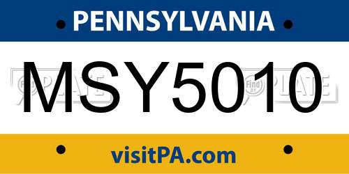 MSY5010 Pennsylvania License Plate