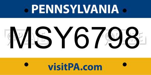 MSY6798 Pennsylvania License Plate