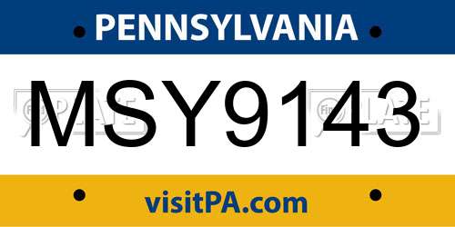 MSY9143 Pennsylvania License Plate