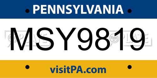 MSY9819 Pennsylvania License Plate