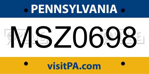 MSZ0698 Pennsylvania License Plate