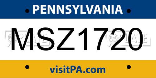 MSZ1720 Pennsylvania License Plate