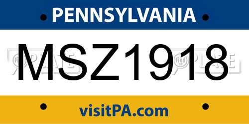 MSZ1918 Pennsylvania License Plate