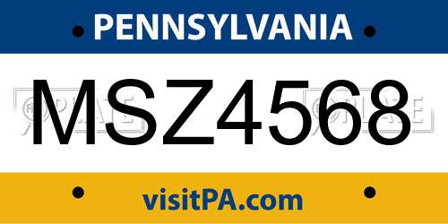 MSZ4568 Pennsylvania License Plate