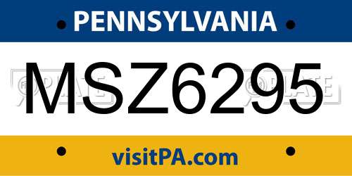 MSZ6295 Pennsylvania License Plate