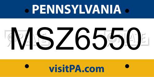 MSZ6550 Pennsylvania License Plate