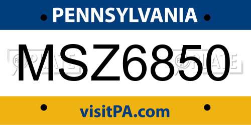 MSZ6850 Pennsylvania License Plate
