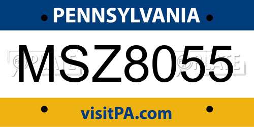 MSZ8055 Pennsylvania License Plate