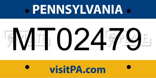MT02479 Pennsylvania License Plate