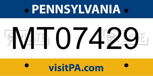 MT07429 Pennsylvania License Plate