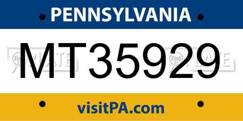 MT35929 Pennsylvania License Plate