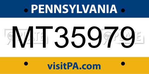 MT35979 Pennsylvania License Plate