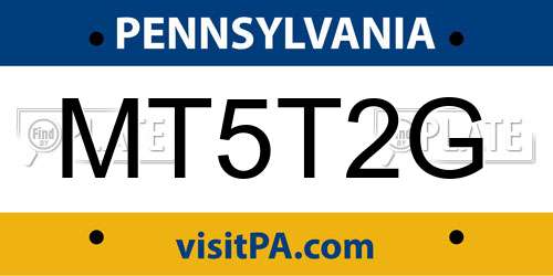 MT5T2G Pennsylvania License Plate