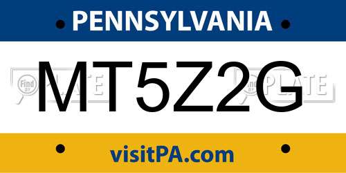 MT5Z2G Pennsylvania License Plate