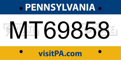 MT69858 Pennsylvania License Plate
