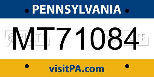 MT71084 Pennsylvania License Plate