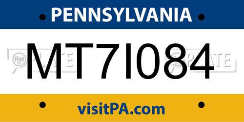 MT7I084 Pennsylvania License Plate