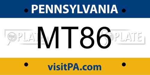 MT86 Pennsylvania License Plate
