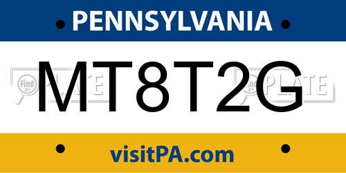 MT8T2G Pennsylvania License Plate