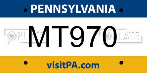 MT970 Pennsylvania License Plate