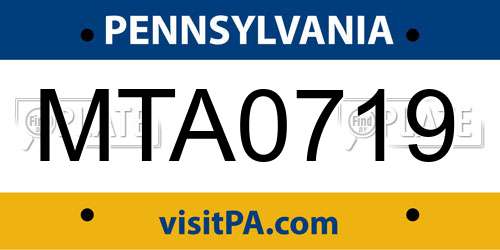 MTA0719 Pennsylvania License Plate