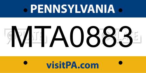 MTA0883 Pennsylvania License Plate