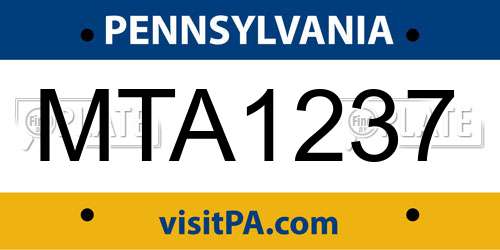 MTA1237 Pennsylvania License Plate