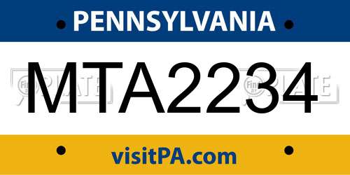MTA2234 Pennsylvania License Plate