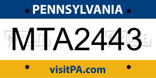MTA2443 Pennsylvania License Plate