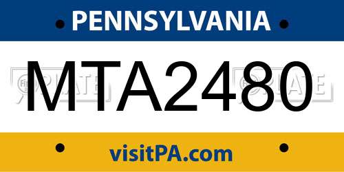 MTA2480 Pennsylvania License Plate