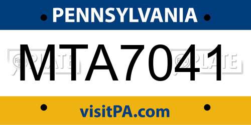 MTA7041 Pennsylvania License Plate