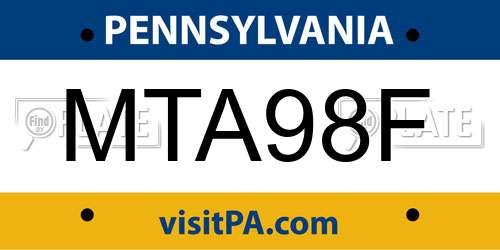 MTA98F Pennsylvania License Plate