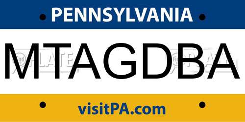 MTAGDBA Pennsylvania License Plate