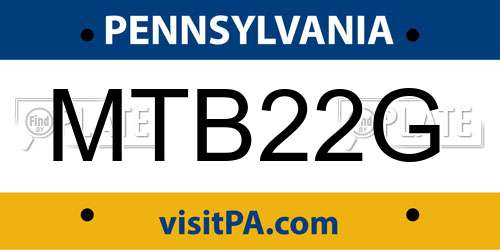 MTB22G Pennsylvania License Plate