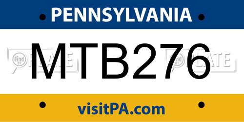 MTB276 Pennsylvania License Plate