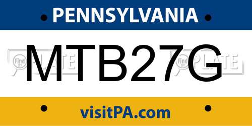 MTB27G Pennsylvania License Plate