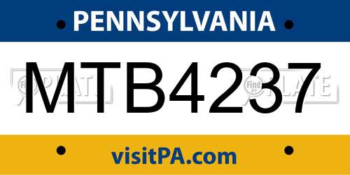 MTB4237 Pennsylvania License Plate