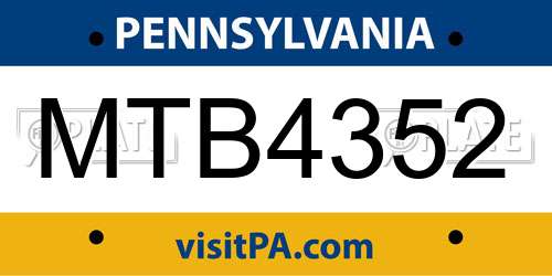 MTB4352 Pennsylvania License Plate
