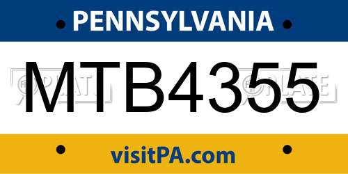 MTB4355 Pennsylvania License Plate