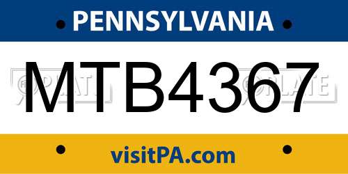 MTB4367 Pennsylvania License Plate