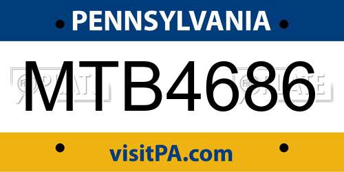 MTB4686 Pennsylvania License Plate