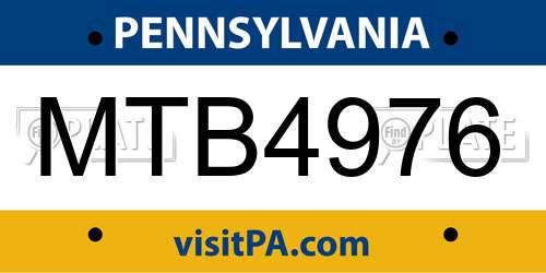 MTB4976 Pennsylvania License Plate