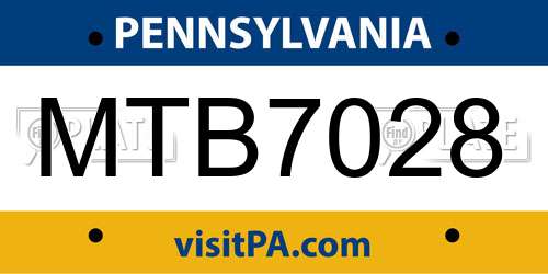 MTB7028 Pennsylvania License Plate